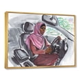 thumbnail image 3 of Designart 'Arabian Lady Driving A Car III' Modern Framed Canvas Wall Art Print, 3 of 5