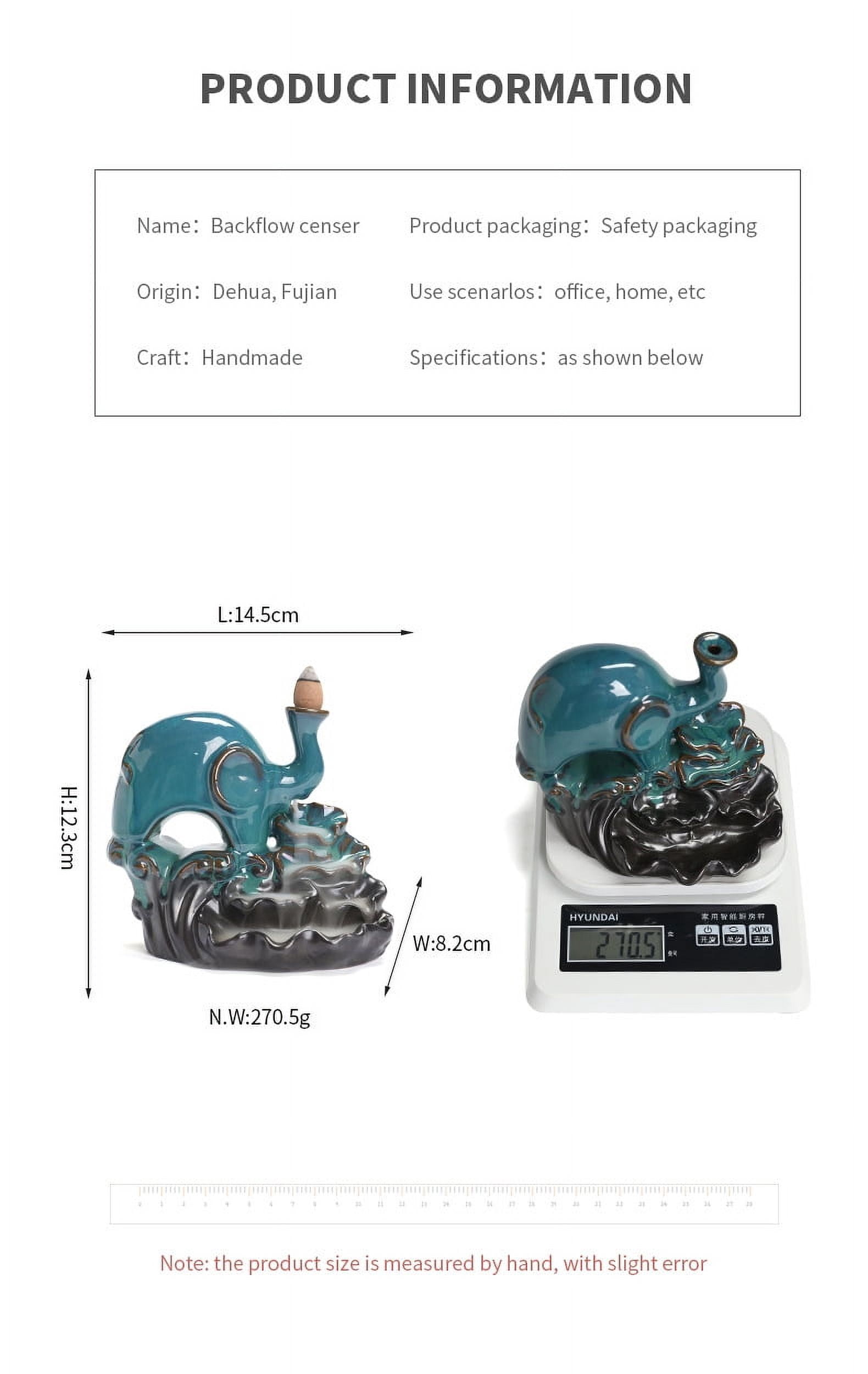 Ceramic Lotus Leaf Sandalwood Incense Burner Smoke Elephant Backflow Incense Holder Home Crafts and Ornaments