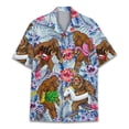 thumbnail image 4 of Camisa hawaiana con estampado 3D de mono y hojas florales para hombre, blusa gráfica de orangután, camisas hawaianas de manga corta para vacaciones de verano para la calle y la playa, 4 of 5
