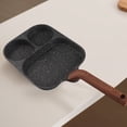 thumbnail image 3 of Bandeja Para Freír De Huevo, Sartén De Desayuno De 3 Sección De 3 Sección Con Manija De Calor, Incluso Cocción, Diseño Negro Elegante, Aluminio, Plástico Fenólico, 3 of 7