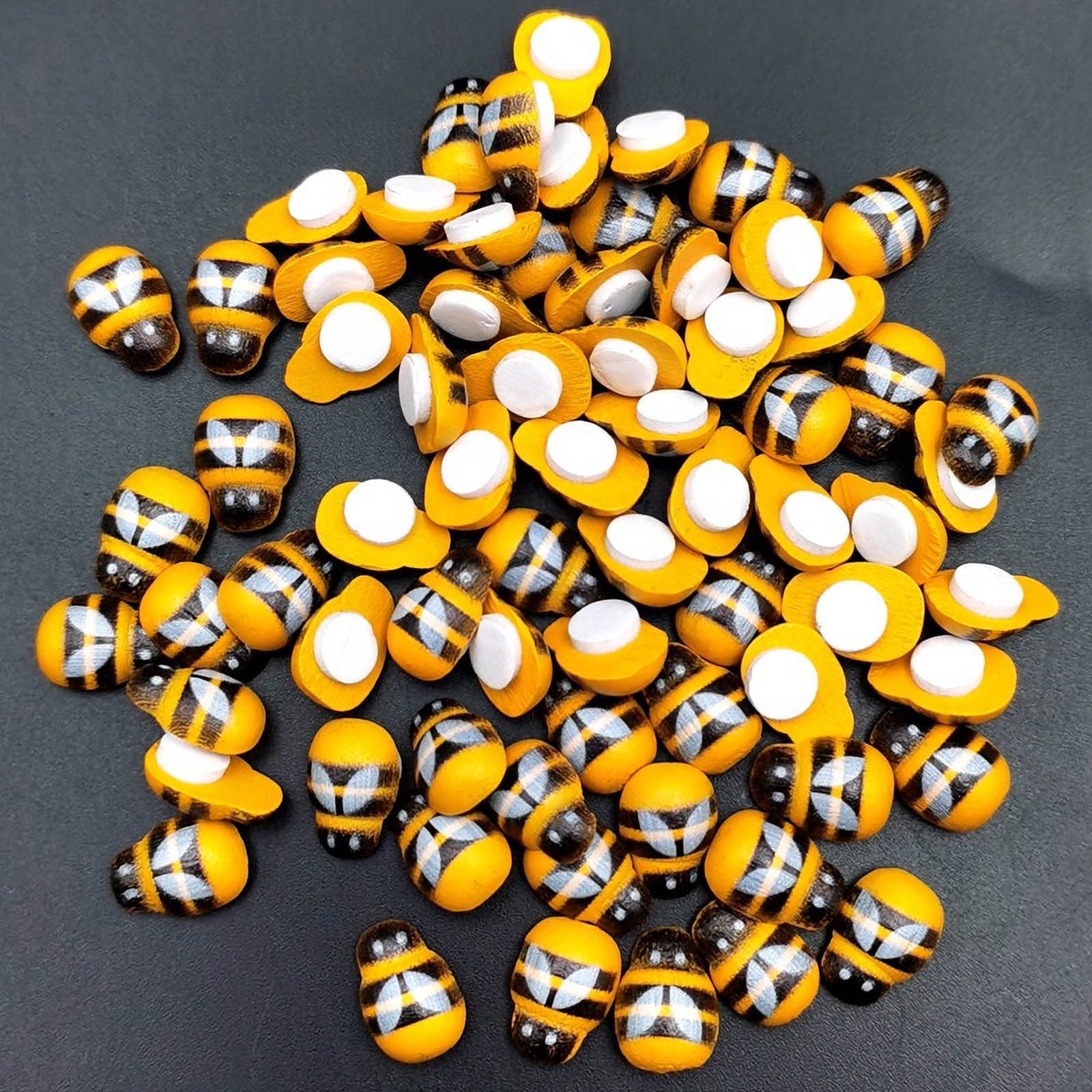 HADDIY Tiny Craft Bees,50 Pcs Small Plastic Resin Bumble Bee Decor for Embellishments and Bee Themed Birthday Party Table Decoration