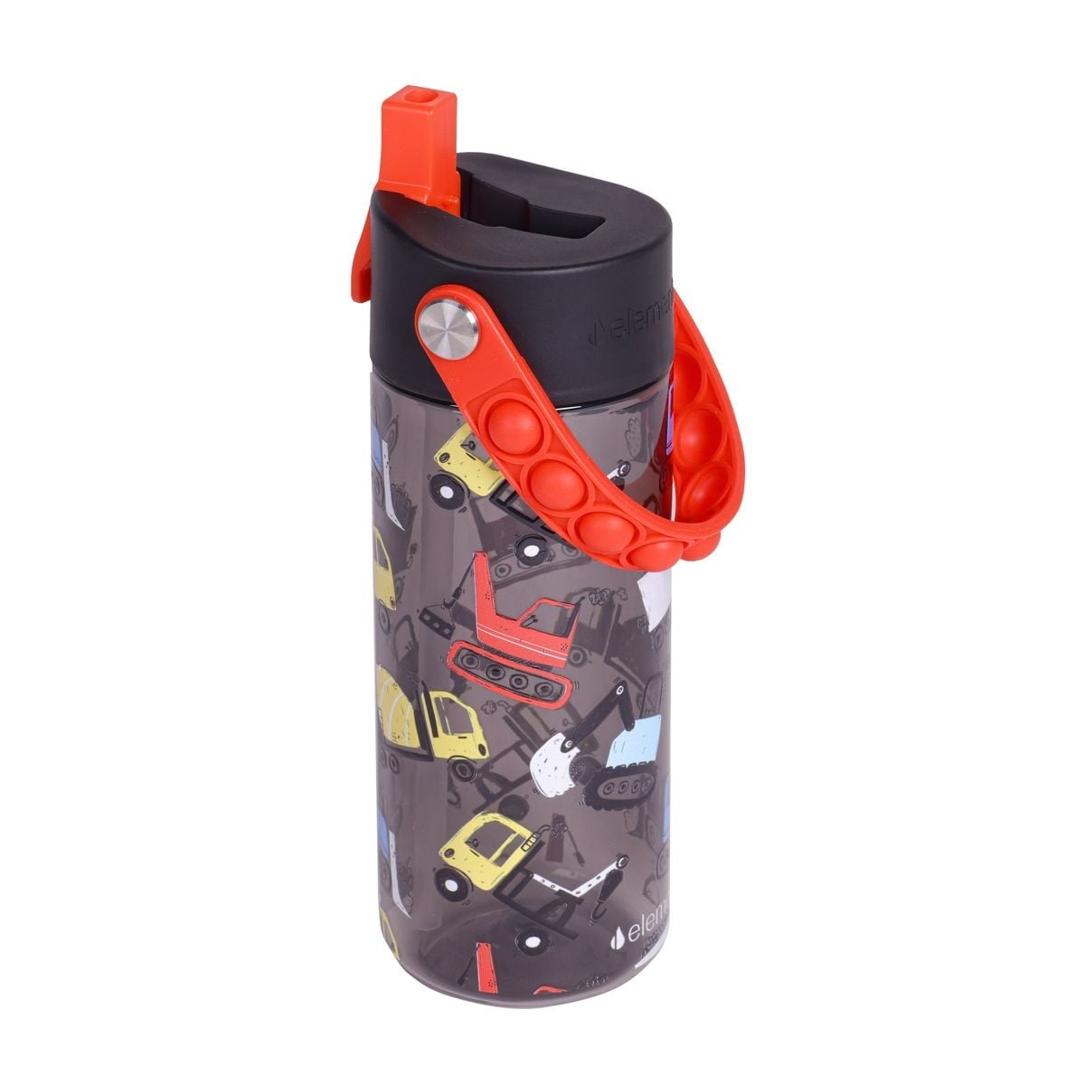 Elemental Splash Kids Water Bottle - Plastic Water Bottle - BPA Free - Leak Proof - Straw Lid - Pop-it Handle - Durable - For Girls, Boys & School Reusable Water Bottle - 18oz - Construction