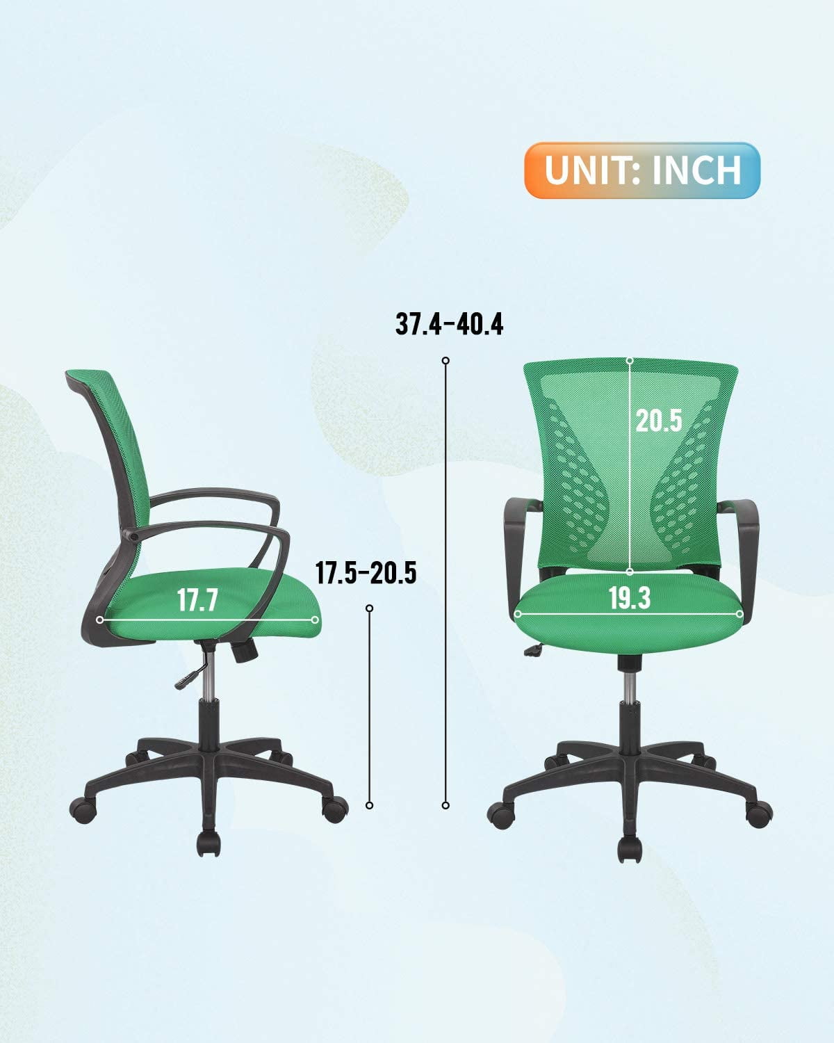 PayLessHere  Ergonomic Office Chair, Lumbar Support, Adjustable Height with Armrests for Adults(Green)