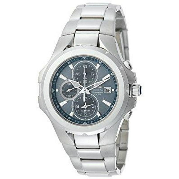 Seiko Men's snad51 coutura alarm chronograph silver-tone light blue dial  watch 