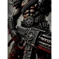 thumbnail image 5 of Men'S Gothic Viking T-Shirt Designed with a Full-Body Flame Armor Motif, Showcasing Prints of a Wolf Head And Wolf Pc. It Has a Round Neckline And Short Sleeves, Is Machine Washable, Plus Size, 5 of 6