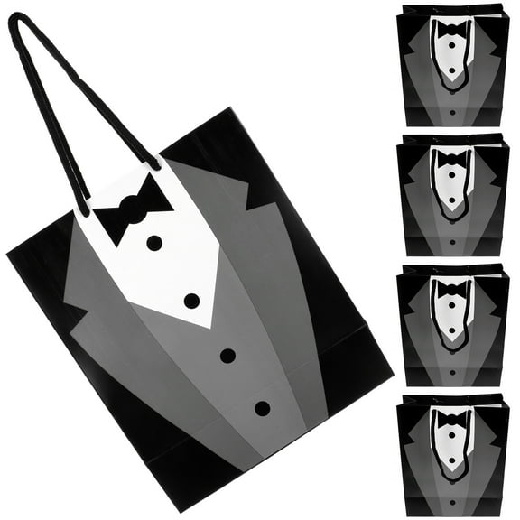 Masteelf Practical Black Paper Handbag for Party Use Perfect as Gift Bag Treat Bag or Presents Pouch 5 Pieces