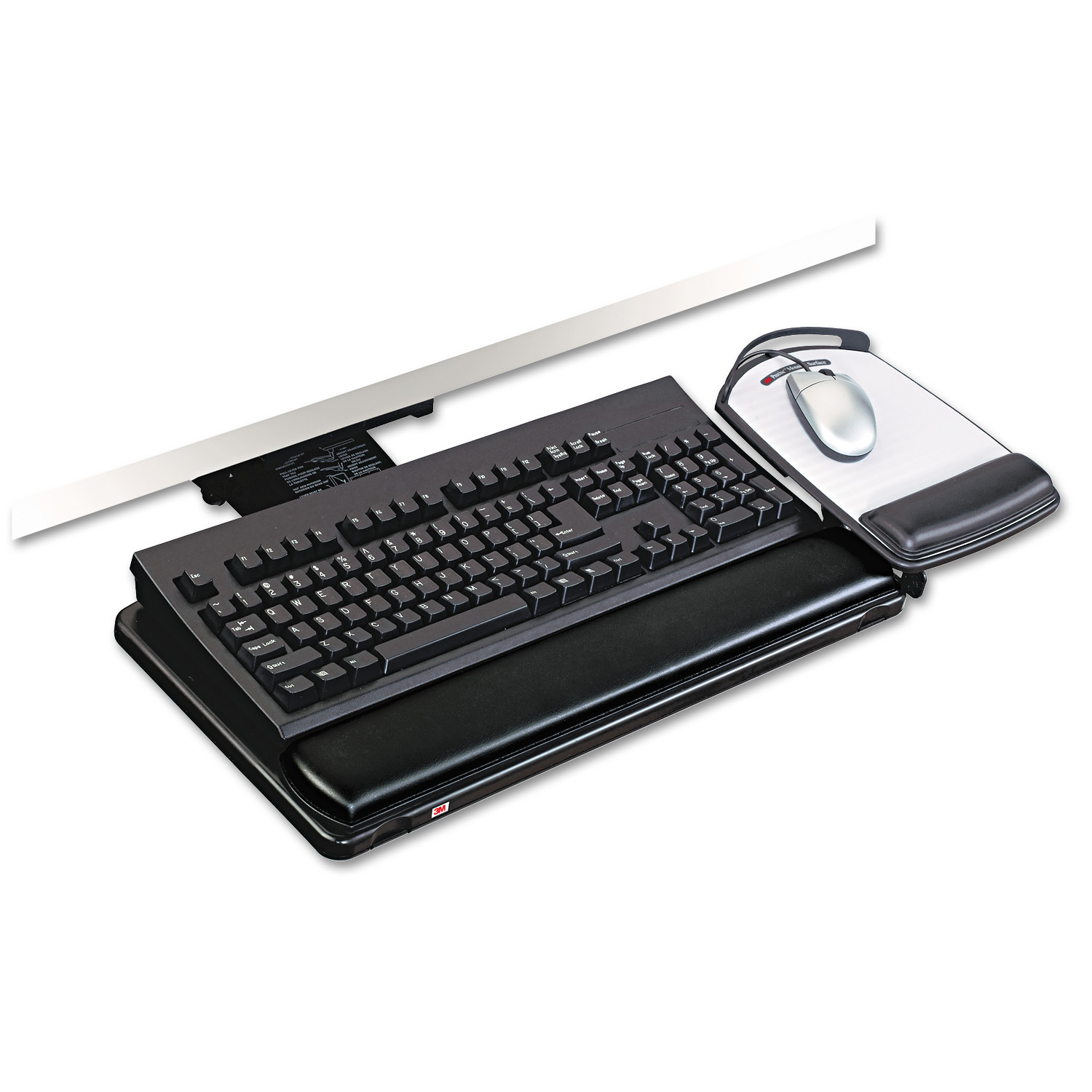 3M Positive Locking Keyboard Tray, Highly Adjustable Platform, 21 3/4" Track, Black Walmart