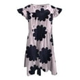 thumbnail image 4 of ClodeEU Women'S Deep O-Neck Tshirts Dresses Summer Short Sleeve Floral Print Dress Pink 4(S), 4 of 5