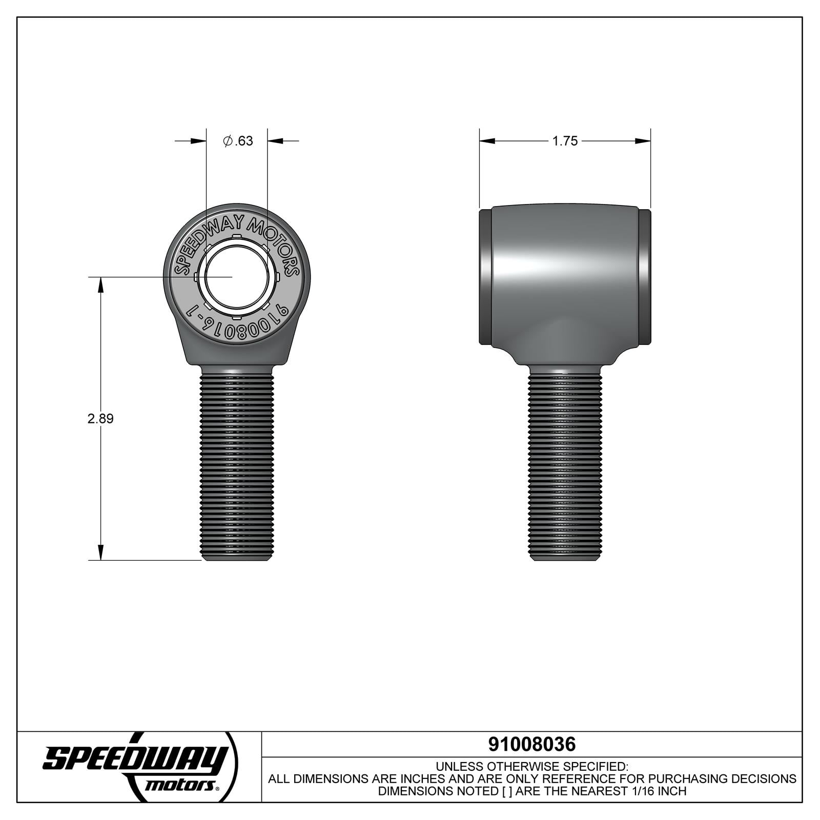 Speedway Motors Forged 4-Bar Rod End, 3/4-16 RH Thread, Zinc Plated - Polyurethane Bushing, Steel Construction - Ideal for Suspension Link with Smooth, Comfortable Ride - Corrosion Resistant