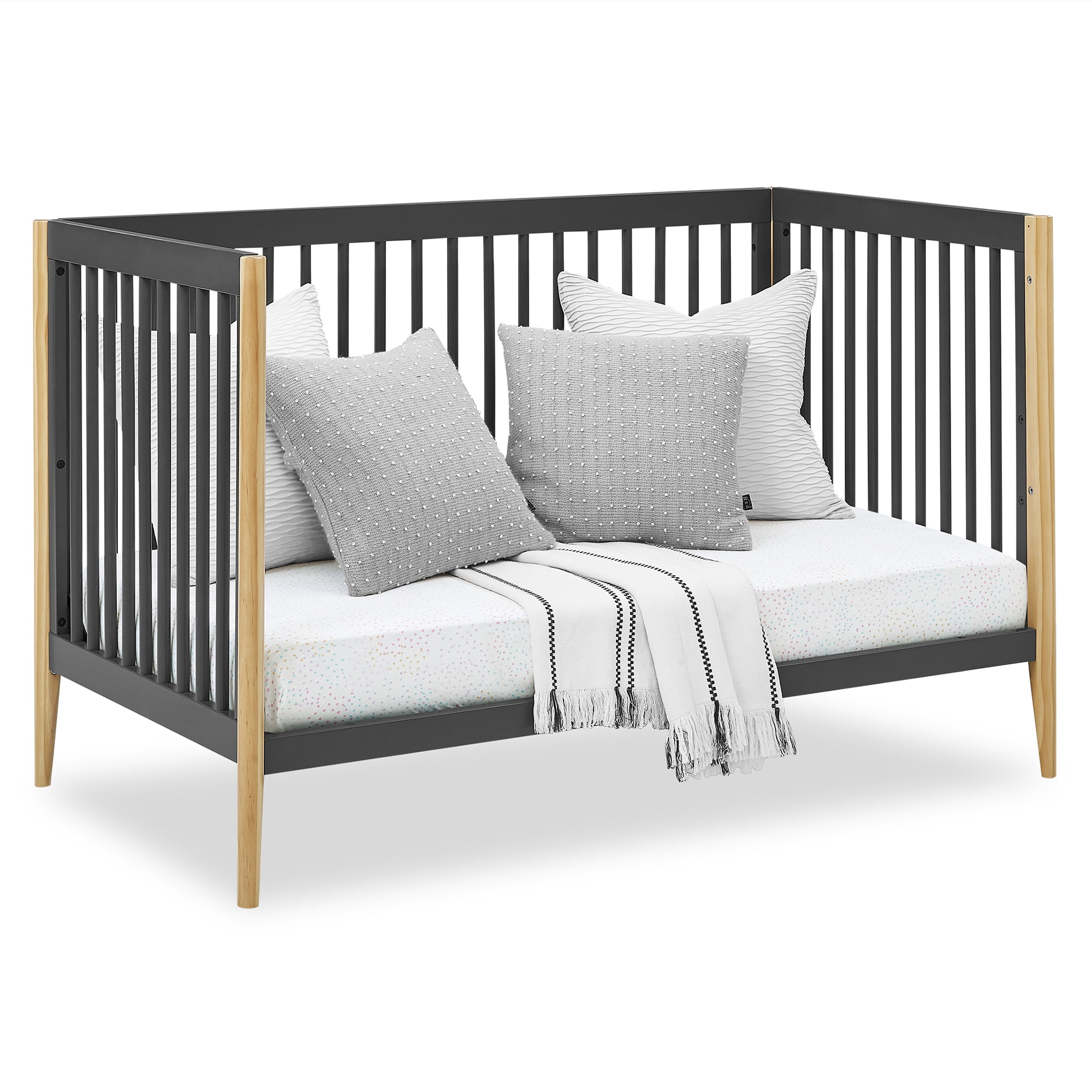 Delta Children Casey 6-in-1 Convertible Baby Crib, Charcoal Grey