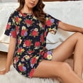 thumbnail image 4 of Honeii Red Rose Flower for Women's Summer Pajama Set featuring Soft Short Sleeve Shirt & Matching Bottoms with Convenient Pockets for Relaxed Home Wear-XX-Large, 4 of 6