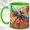 Green, variant on Rainbow Dragonfly Coffee Mug, Floral Insect Mug, Ceramic 11 oz