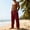 Wine, variant on Chiccall Men's Cotton Linen Pants Casual Cargo Pants with Pockets Lightweight Elastic Waist Drawstring Pants Baggy Beach Trousers