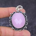 thumbnail image 2 of Natural Pink Chalcedony Gemstone Handmade 925 Sterling Silver Pendant 2.05", 2 of 2