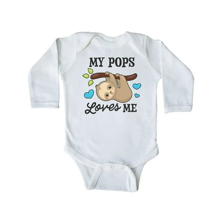 

Inktastic My Pops Loves Me with Sloth and Hearts Gift Baby Boy or Baby Girl Long Sleeve Bodysuit