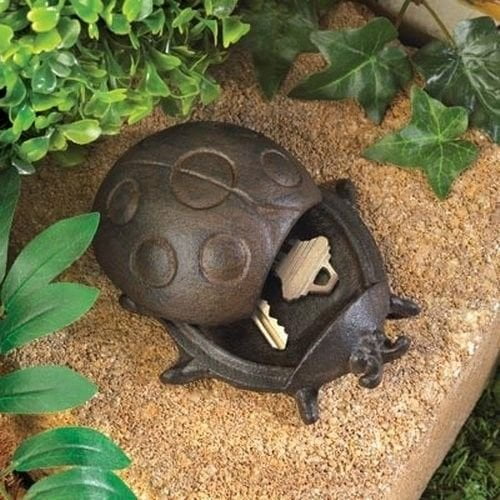 Bigbolo Garden Key Hider Ladybug Outdoor Lawn Yard Cast Iron Hide Safe Storage Decor Walmart