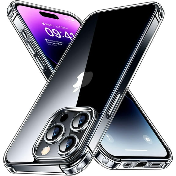 Transparent Case for Apple iPhone 14 Pro Max Clear Case, [Yellow Resistant] Hard Back Cover Soft Silicone, Shockproof Slim Case for Apple iPhone 14 Pro Max