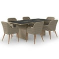 thumbnail image 3 of vidaXL Patio Dining Set Poly Rattan Seat Dinner Dinette 7/9 Piece Multi Colors, 3 of 18