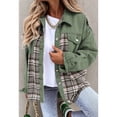 thumbnail image 2 of Chaqueta vaquera con empalme de cuadros, chaqueta vaquera para mujer, chaqueta vaquera con solapa para mujer, chaqueta vaquera lavada, tecnología innovadora, 2 of 6