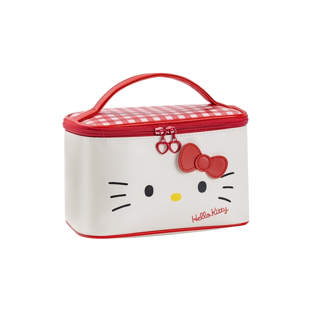Bolsa de maquillaje AmbeAlla, bolsa de cosméticos impermeable Hello Kitty, color rojo