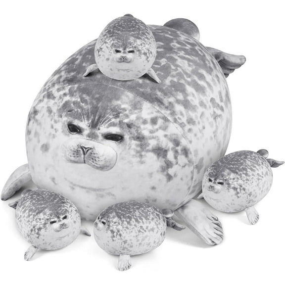 BTEPSGA Seal Plush Toys - Seal Mommy Stuffed Animal with 4 Babies in Her Tummy, Plush Toys Set, Ideal Christmas Birthday Gift