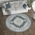 thumbnail image 6 of Madison Traditional 8' Round Dark Gray and Cream Polypropylene Indoor Area Rug, 6 of 7