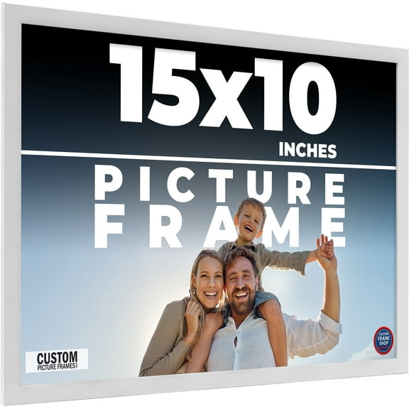 15x10 Frame White Solid Wood Picture Frame Includes UV Acrylic Shatter Guard Front, Acid Free Foam