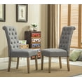 thumbnail image 5 of HQZX Classic Solid Wood Leg Dining Chair, Tufted Button Upholstered Chair Set of 2 for Dining Room,Gray, 5 of 9