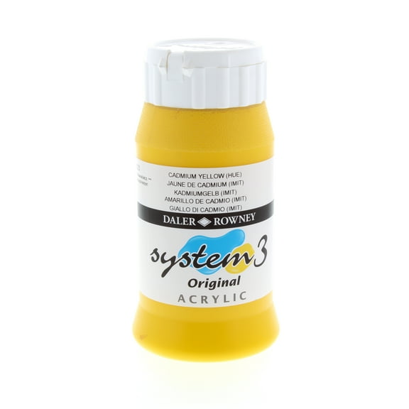 Daler-Rowney Original System 3 Acrylic, 500ml Bottle, Cadmium Yellow