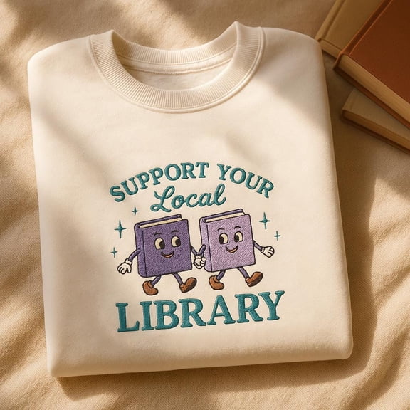 Support Your Local Library Embroidered Sweatshirt, Defend Public Libraries, Read Banned Books, School Library Shirt, Queer Professor Shirt