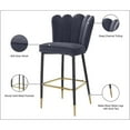 thumbnail image 3 of Meridian Furniture Tabouret en Velours Gris Lily (Ensemble de 2), 3 of 4