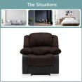 thumbnail image 2 of Nathaniel Home Manual Single Recliner Chair, PU Leather Upholstered Couch Sofa, Tufted Reclining Sofa, Plush Scoop Theater Seating, Lounge Chair for Living Room, Brown, 2 of 7