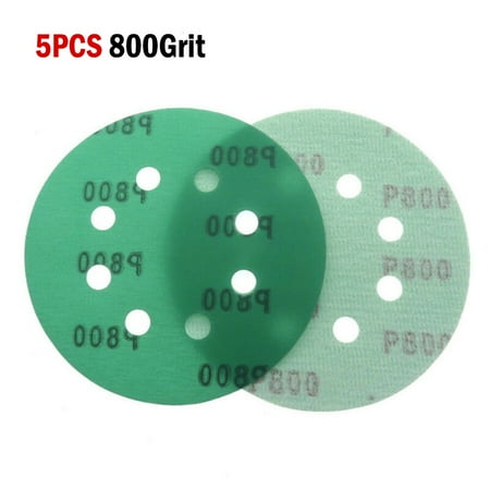 

RANMEI 5Inch 8Hole Sanding Discs Hook & Loop Wet Dry PET Film Green Sandpaper Polishing