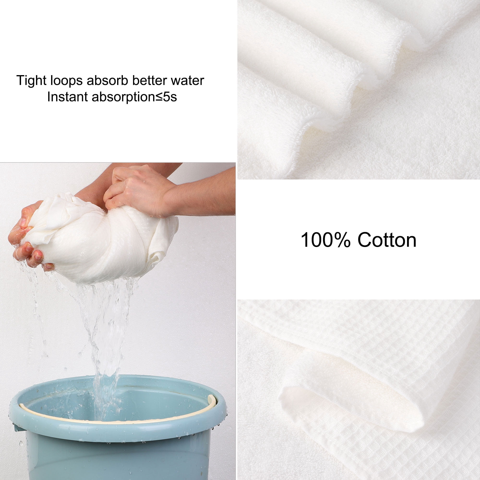 PiccoCasa Cotton Bath Towels 4Pcs 27"x54" Absorbent Waffle Weave White