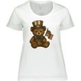 thumbnail image 3 of Inktastic Patriotic Teddy Bear Vintage American Flag Hat Women's Plus Size T-Shirt, 3 of 5