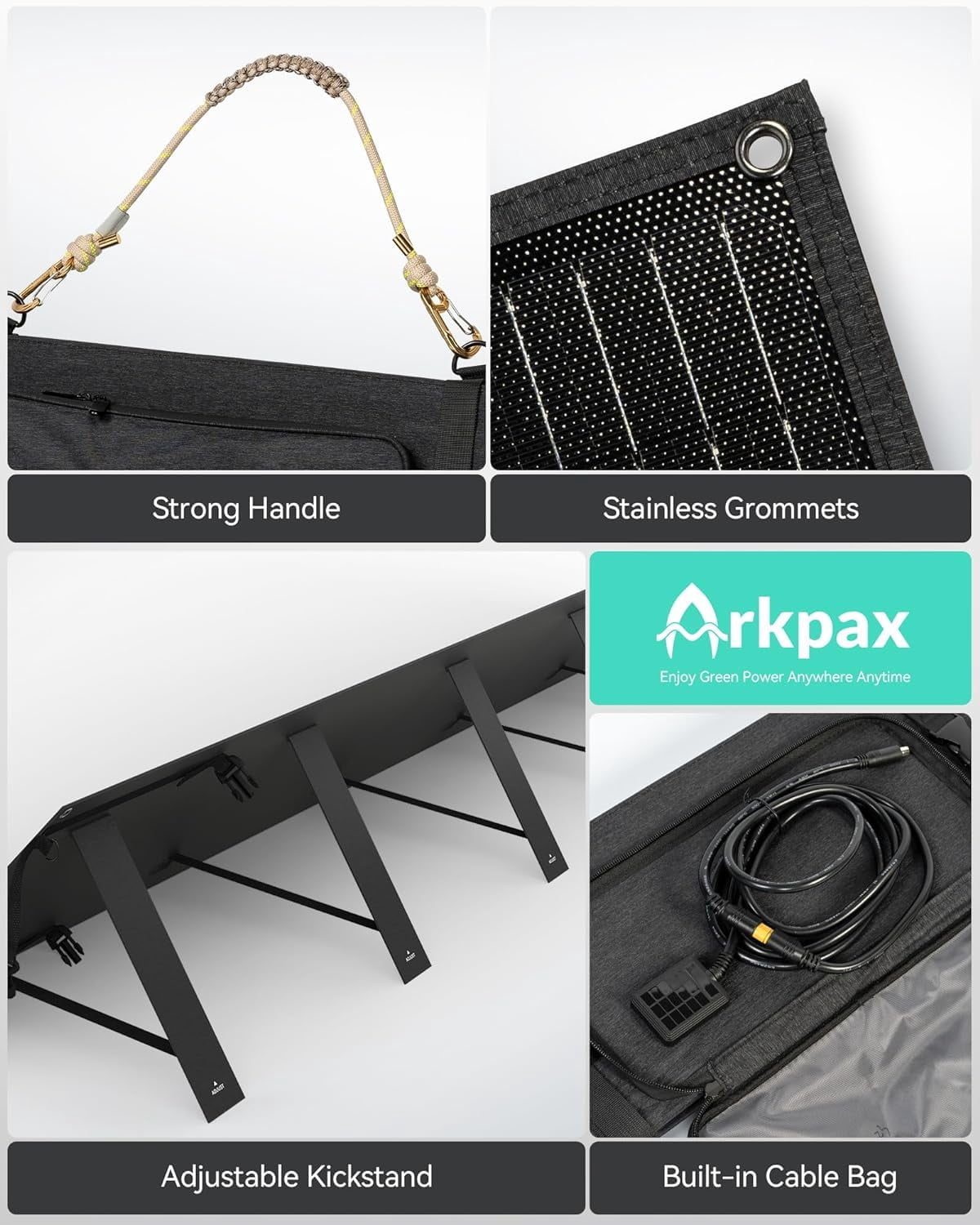 Arkpax 200W Portable Solar Panel, 12-Fold IP65 Waterproof Solar Panel Kit for Outdoor Camping, RV Travel & Home Emergency Power