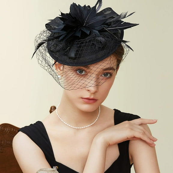 BABEYOND Fascinator Hat Veil Feather Fascinator Tea Party Kentucky Pillbox Derby Hat Bridal Wedding Party