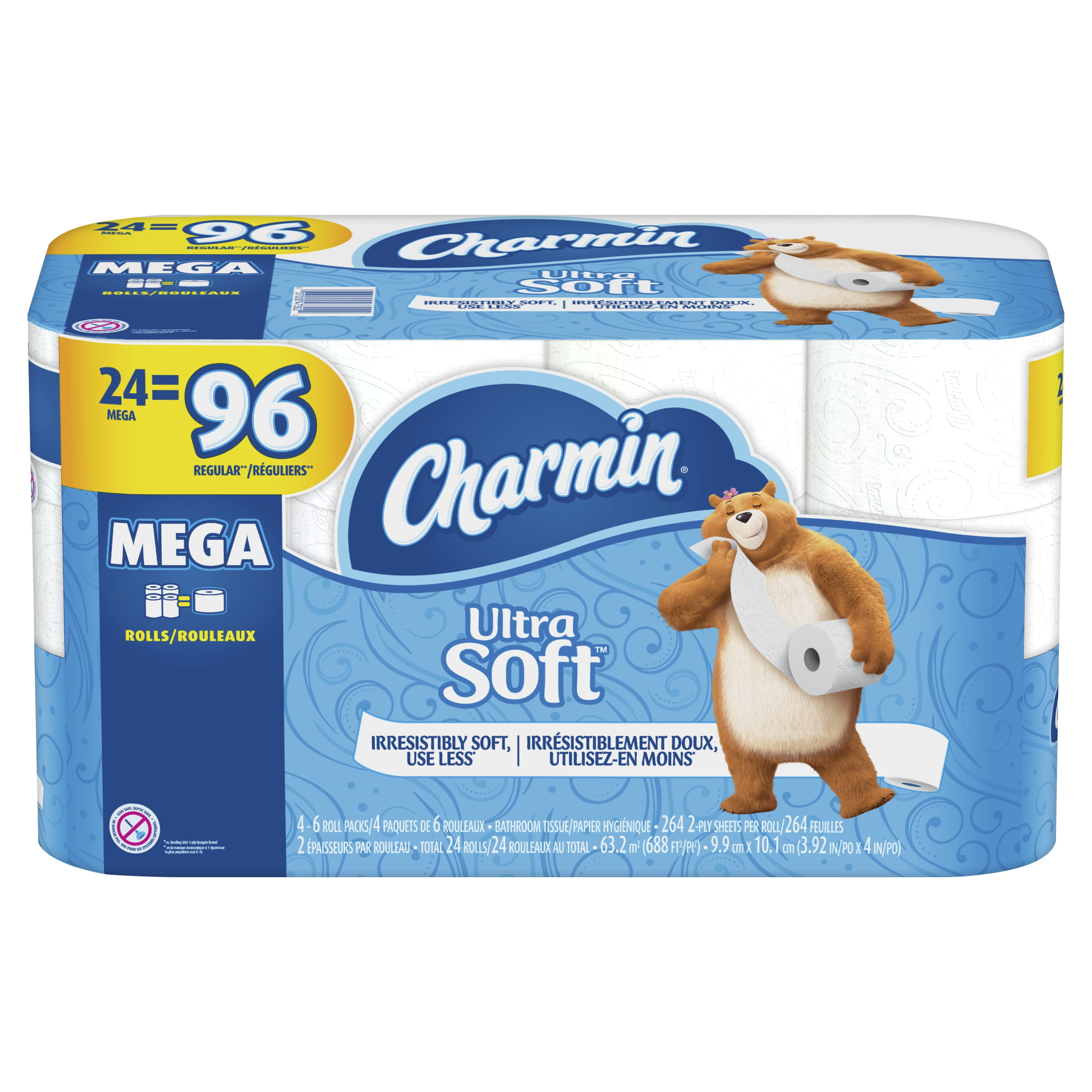 Charmin Ultra Soft Toilet Paper, 24 Mega Rolls, 264 Sheets per Roll ...