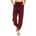 thumbnail image 1 of Women's High Waisted Lace-Up Ankle Pants - Solid Color, Casual Style, 1 of 7