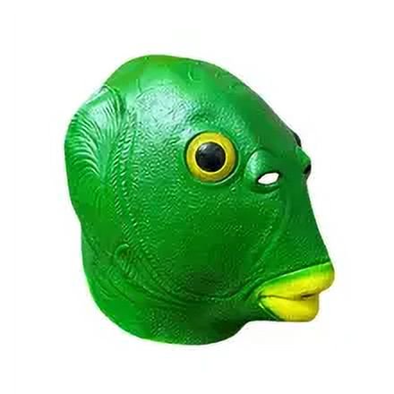 Tocado de pez de animal verde Cubierta de cabeza de pez verde Divertido tocado de animal feo Fiesta Máscara de cabeza de pez realista para fiesta de disfraces, accesorios de cosplay, mascari