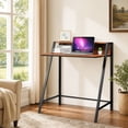 thumbnail image 2 of 31.5" 2 Tier Small Computer Desk PC Laptop Table, Computer Study Writing Workstation for Home Office, Walnut, 2 of 9