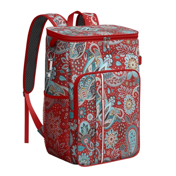 Chic Abstract Paisley Art Cooler Backpack - Insulated 20L Soft Cooler Bag with Tablet Compartment, Perfect for Workers & Students