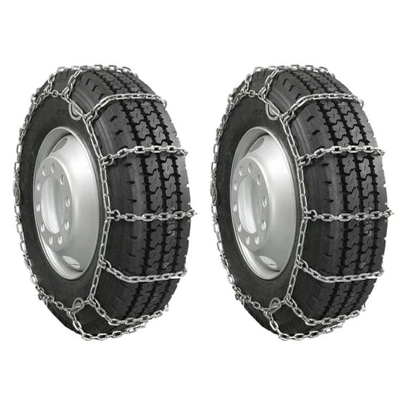 2 Pair CAM Square Link Snow Tire Chain Compatible w/ 24.5" Rim Diameter & 11" Wide Car Pickup Low-duty Trucks SUV Tires, Emergency Tire Traction Grip Chains