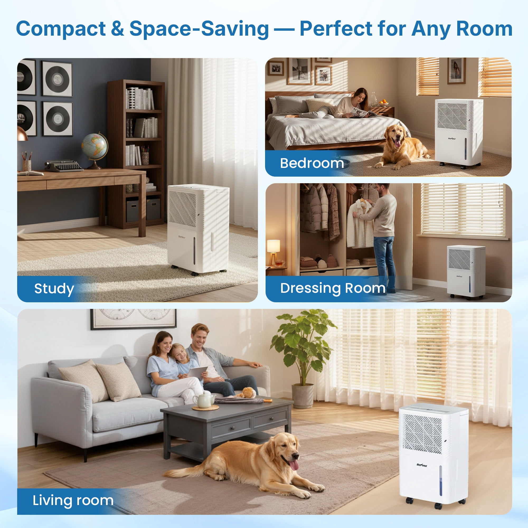 Heynemo Dehumidifier 1500 Sq Ft with 71oz Water Tank & 24H Timer, Quiet Portable Dehumidifiers for Basement, Bedroom, Bathroom, RV