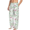 thumbnail image 2 of Uemuo Lilies Flowers Pattern Men's Wide Leg Palazzo Lounge Pants with Pockets Light Weight Loose Comfy Casual Pajama Pants-Medium, 2 of 9
