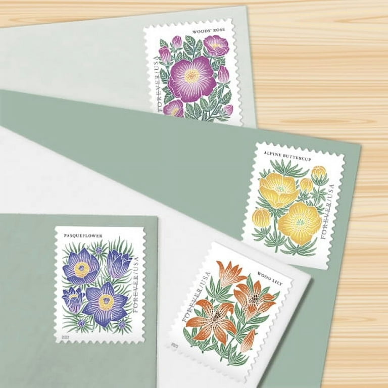 Mountain Flora Forever USPS Postage Stamp 5 Books of 20 US Postal First  Class Wedding Celebration Anniversary Flower Party (100 Stamps) 