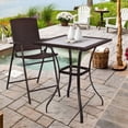 thumbnail image 3 of Patiojoy Patio 28.5" Square Bar Table with Umbrella Hole and Glass Top, Black, 3 of 5