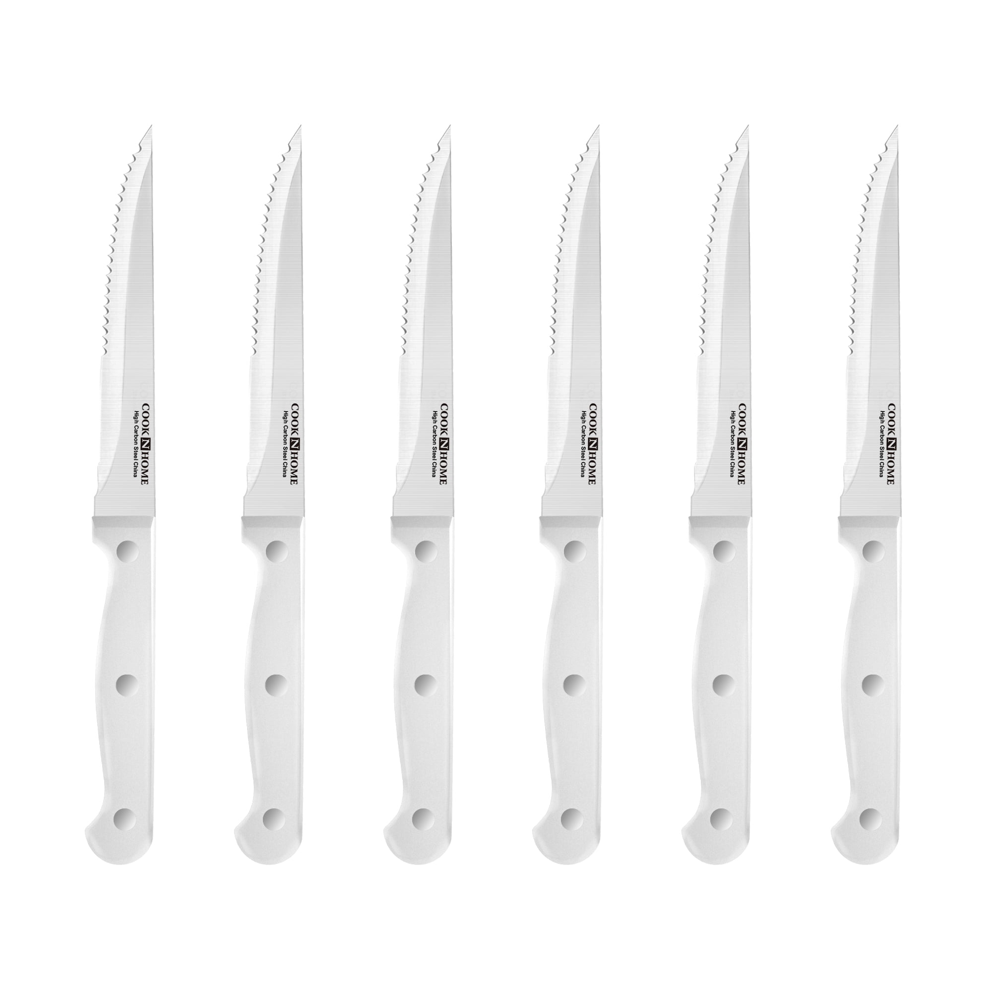 Cook N Home Kitchen Chefs Knife Set with Bamboo Storage Block 15-Piece, High Carbon Stainless Steel Blade, Ergonomic Handle,White