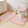 thumbnail image 2 of Pink Boho Bath Mat 3 Piece Bathroom Rug Set, Vintage Abstract Tribal Decorative Oriental Non Slip Bath Rug Contour Mat and Toilet Lid Cover, Absorbent Shower Mats Soft Bath Rugs and Mats Sets, 2 of 8