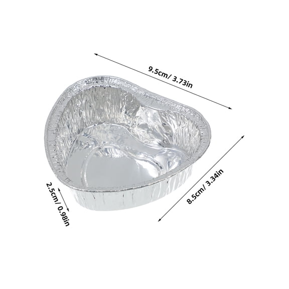 LOLIPPYY 50pcs Heart Shaped Baking Cups Disposable Aluminum Foil Cups Tart Mini Pie Dessert Cake Pans for BBQ Outdoor Picnic and Travel